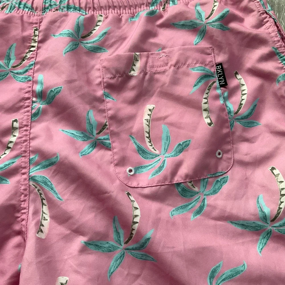 BKLYN Cloth Mens Kent Ave Volley Swim Trunks Shorts Palm Tree 2XL Bathing Suit